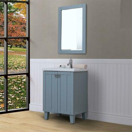 INFURNITURE Bathroom Vanity With Thick Edge Ceramic Sink, Blue - 24 In. IN3724-BL